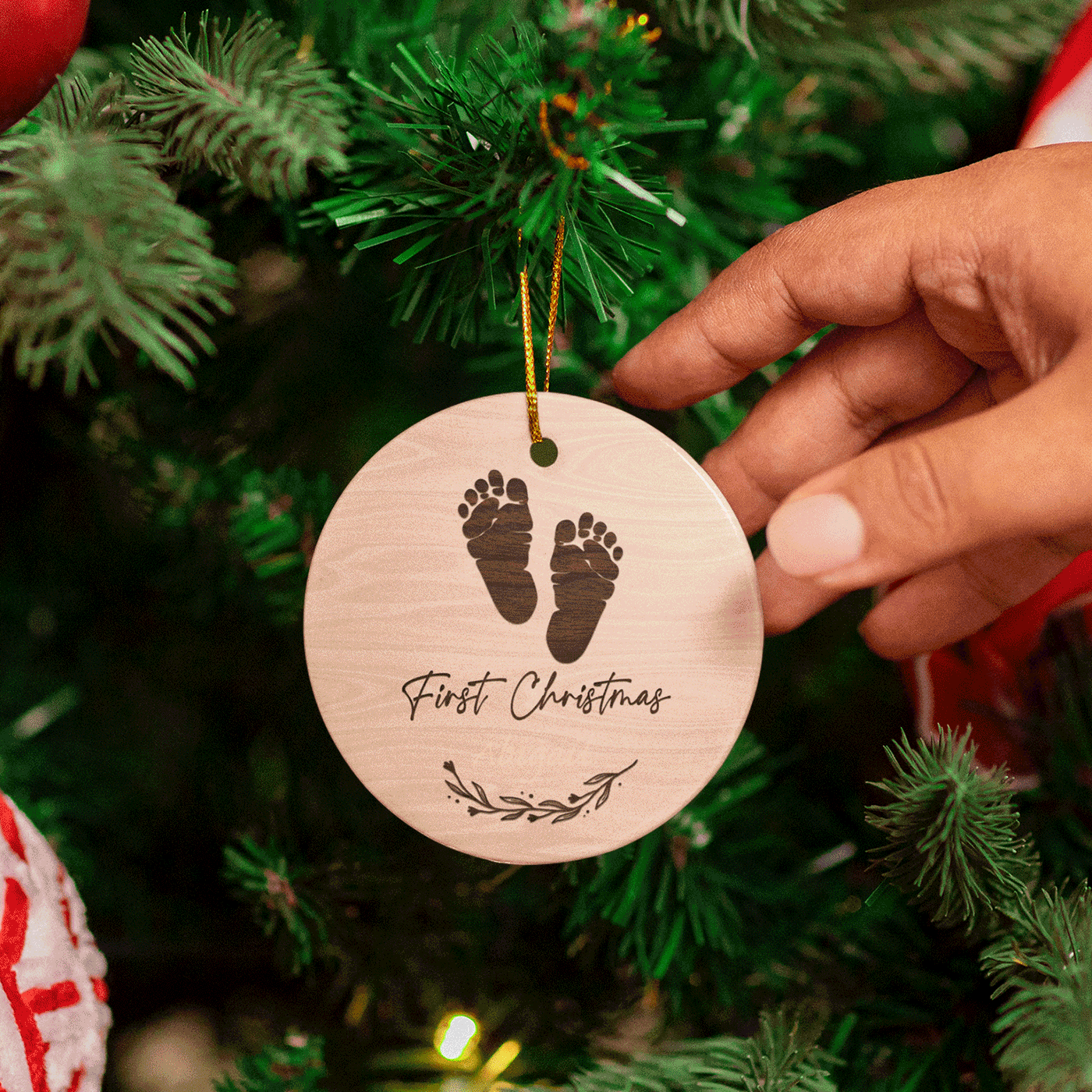 Baby's First Christmas | Minimalist Footprint | Ceramic Ornament